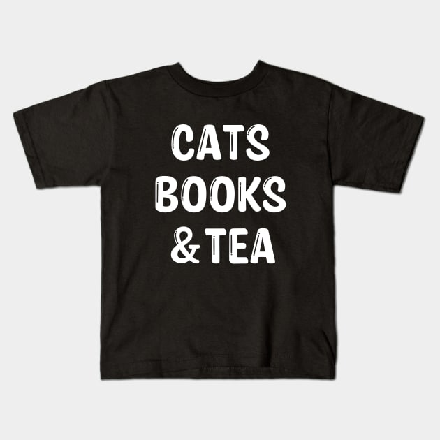 Cats Books & Tea Kids T-Shirt by YiannisTees